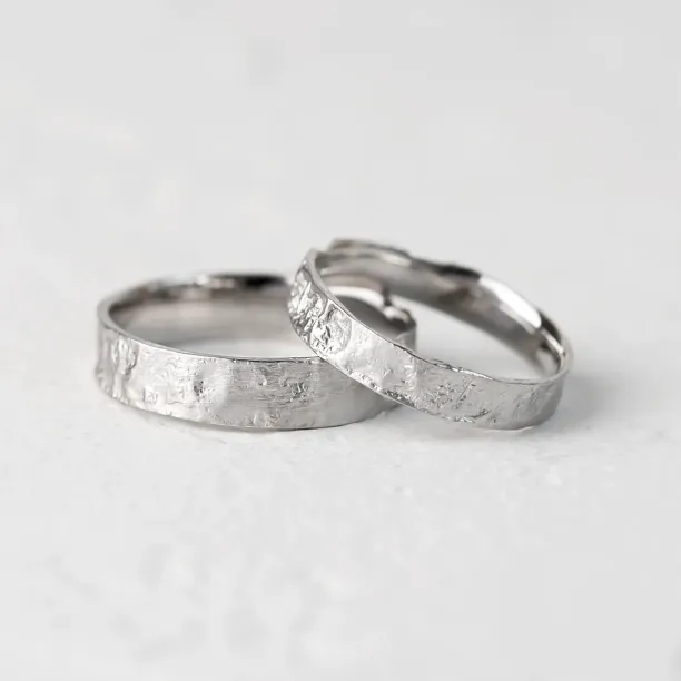Unusual moon surface wedding bands LUNARIUM Image