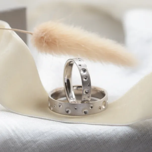 Unusual space moon wedding bands SELENE Image