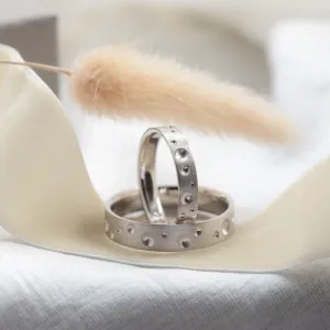 Unusual space moon wedding bands SELENE Thumbnail