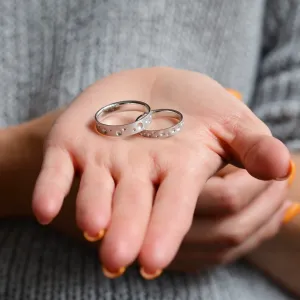 Unusual space moon wedding bands SELENE Thumbnail