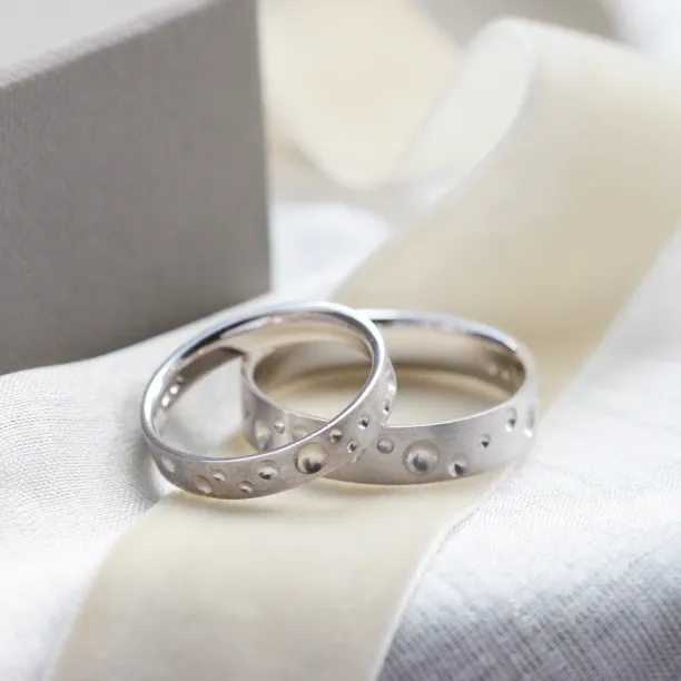 Unusual space moon wedding bands SELENE Image