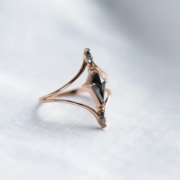 Luxury split shank salt'n'pepper diamonds ring SPLITE Image