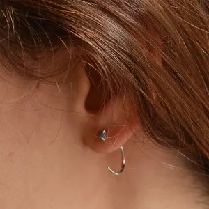 Gold threaded upside down hoops with salt'n'pepper diamonds CELESTIA