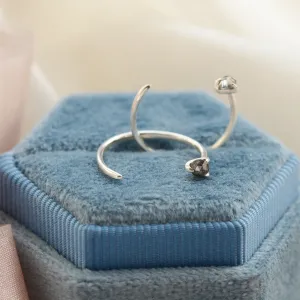 Gold threaded upside down hoops with salt'n'pepper diamonds CELESTIA Thumbnail