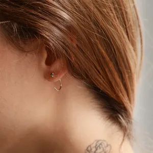 Gold threaded upside down hoops with salt'n'pepper diamonds CELESTIA Thumbnail