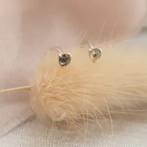Gold threaded upside down hoops with salt'n'pepper diamonds CELESTIA Thumbnail