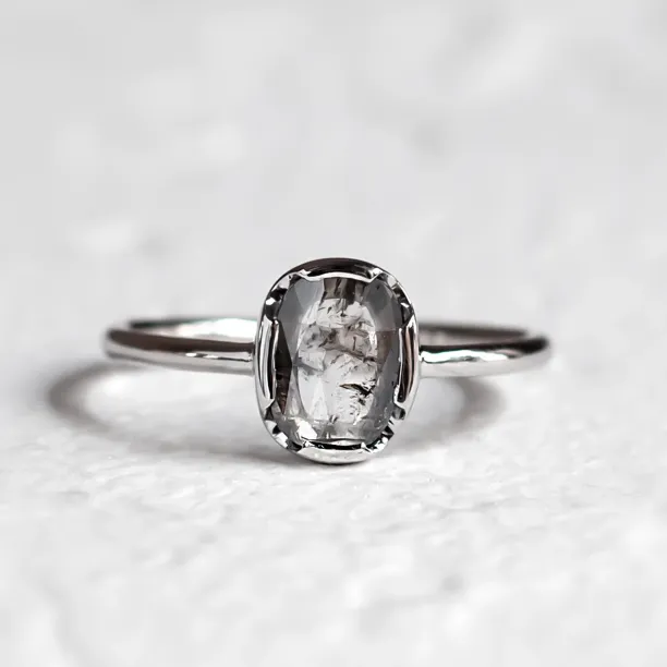 Gold salt'n'pepper diamond ring in art deco style ARTISTA Image