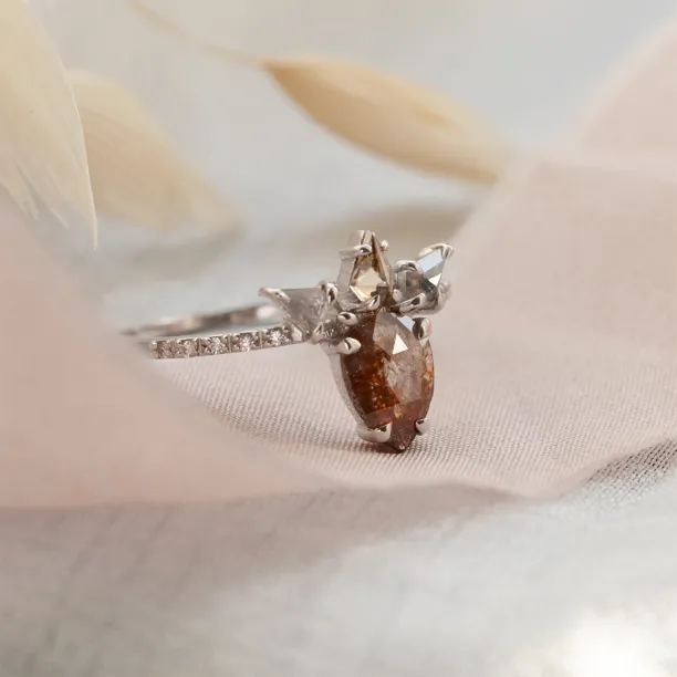 Original gold salt'n'pepper diamonds ring CROWNIAS Image