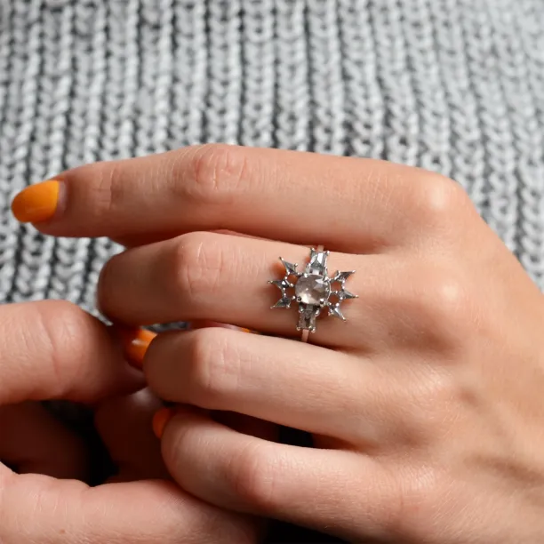 Luxury gold salt'n'pepper diamonds ring AURORA Image