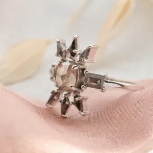 Luxury gold salt'n'pepper diamonds ring AURORA Thumbnail
