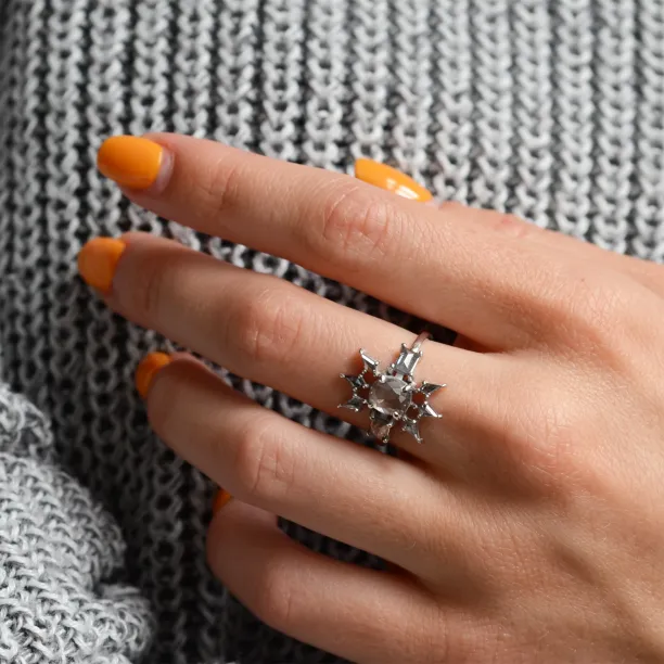 Luxury gold salt'n'pepper diamonds ring AURORA Image