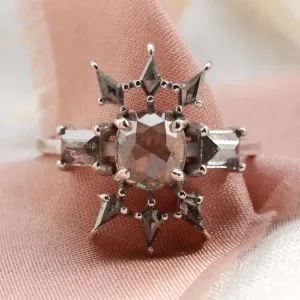 Luxury gold salt'n'pepper diamonds ring AURORA Thumbnail