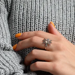 Luxury gold salt'n'pepper diamonds ring AURORA Thumbnail