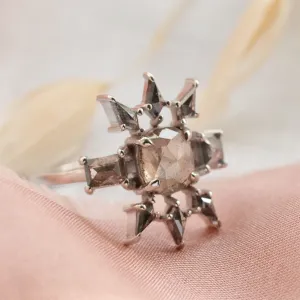 Luxury gold salt'n'pepper diamonds ring AURORA Thumbnail