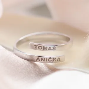 Silver spiral ring with kids names MATTEOS Thumbnail
