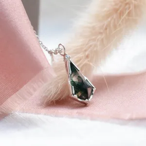 Moss agate pendant with diamond MATTIA Thumbnail