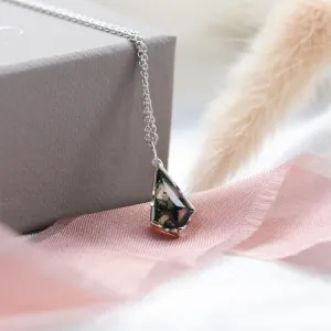 Moss agate pendant with diamond MATTIA Thumbnail