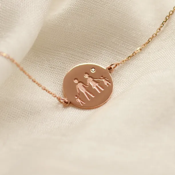 Gold bracelet with family symbol and diamond ZERAX Image