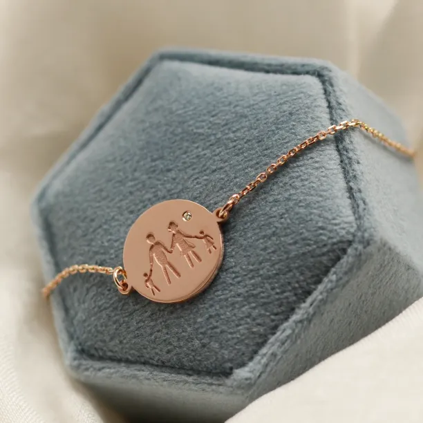 Gold bracelet with family symbol and diamond ZERAX Image