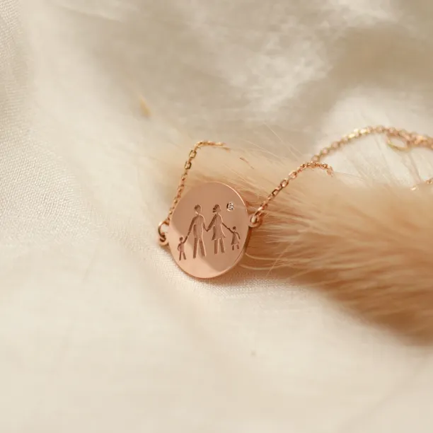 Gold bracelet with family symbol and diamond ZERAX Image
