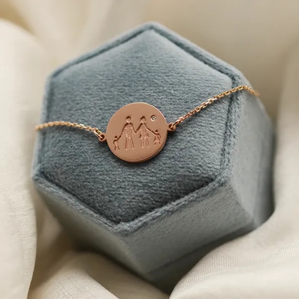 Gold bracelet with family symbol and diamond ZERAX Image