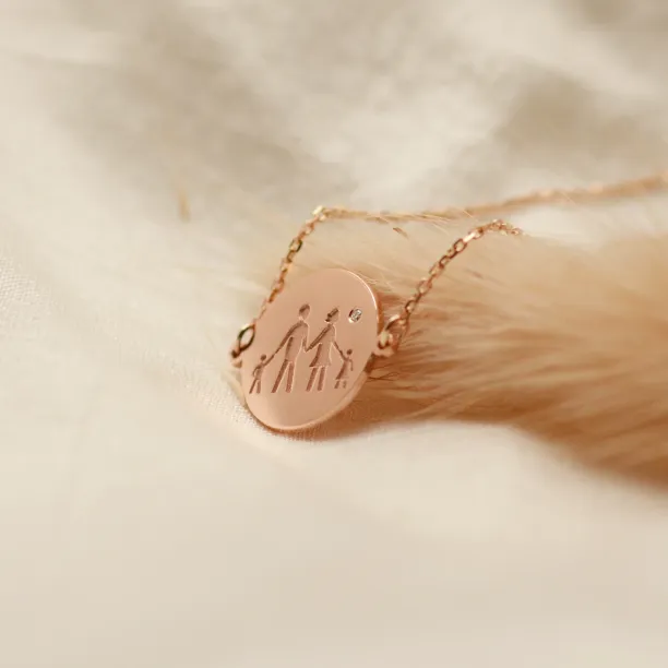 Gold bracelet with family symbol and diamond ZERAX Image