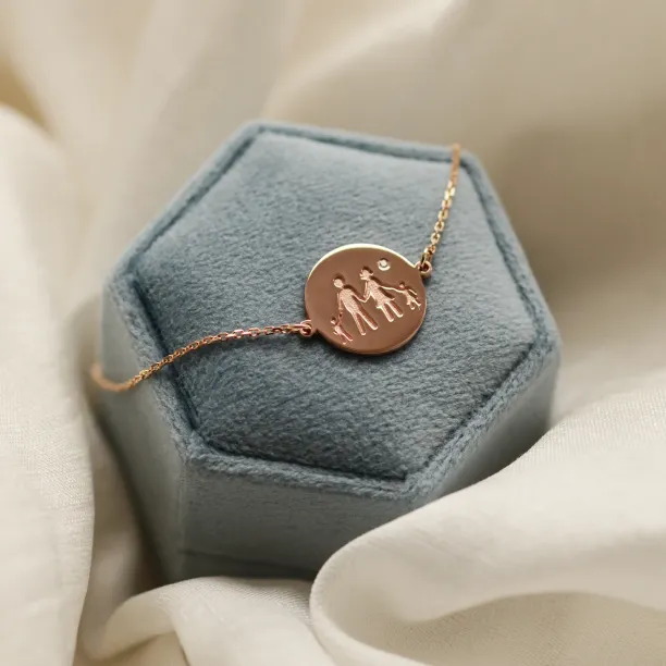 Gold bracelet with family symbol and diamond ZERAX Image