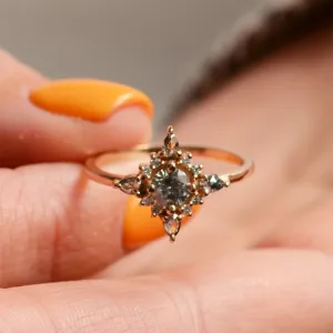 Unique cluster salt'n'pepper diamonds ring RAVENNA Thumbnail