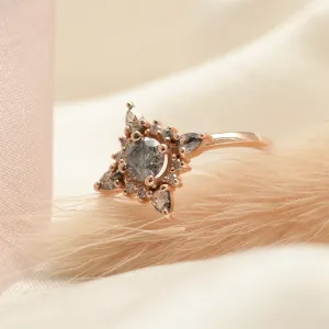 Unique cluster salt'n'pepper diamonds ring RAVENNA Thumbnail