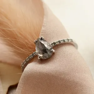 Gold engagement salt'n'pepper diamonds ring JACQUETTE  Thumbnail