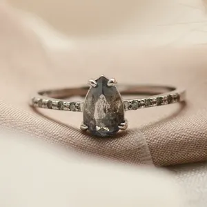 Gold engagement salt'n'pepper diamonds ring JACQUETTE  Thumbnail