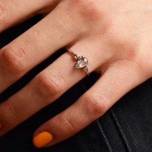 Gold pear salt'n'pepper diamonds ring JACOBELLA Thumbnail