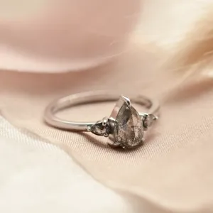 Gold pear salt'n'pepper diamonds ring JACOBELLA Thumbnail