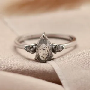 Gold pear salt'n'pepper diamonds ring JACOBELLA Thumbnail