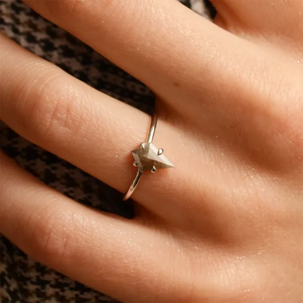 Minimalist ring with kite salt'n'pepper diamond GIUDITTA Image