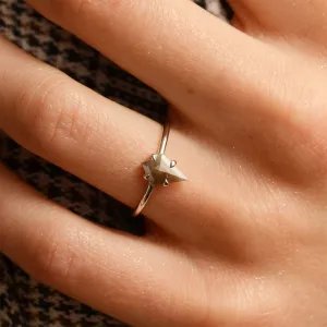 Minimalist ring with kite salt'n'pepper diamond GIUDITTA Thumbnail
