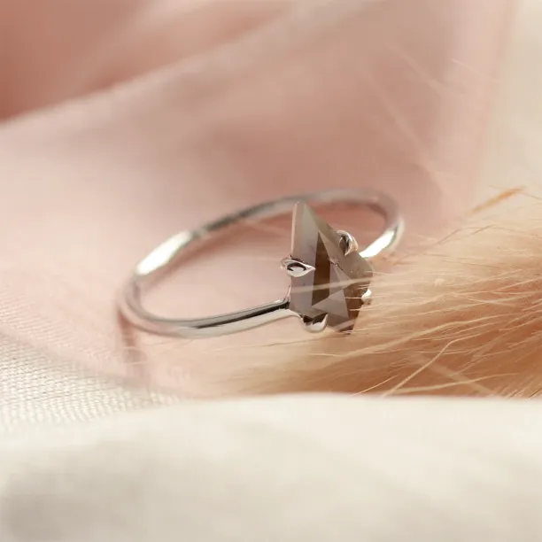 Minimalist ring with kite salt'n'pepper diamond GIUDITTA Image