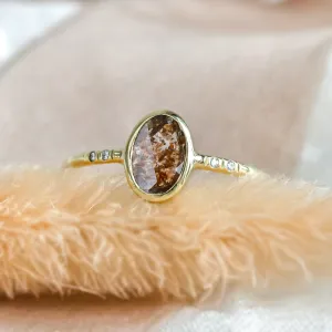 Gold ring with oval salt'n'pepper diamond FIORELLA Thumbnail