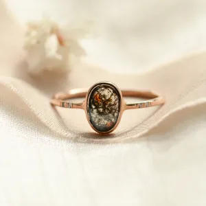 Gold ring with oval salt'n'pepper diamond FIORELLA Thumbnail