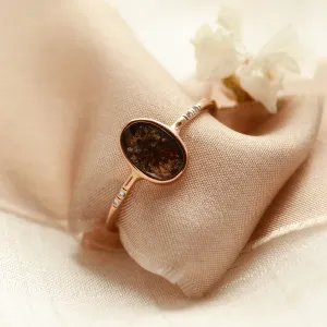 Gold ring with oval salt'n'pepper diamond FIORELLA Thumbnail