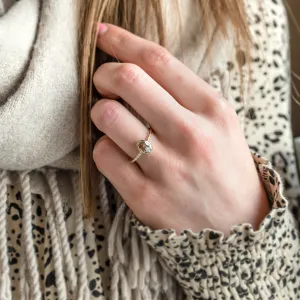 Gold ring with oval salt'n'pepper diamond FIORELLA Thumbnail