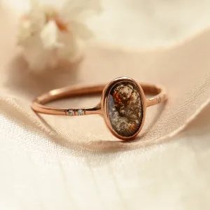 Gold ring with oval salt'n'pepper diamond FIORELLA Thumbnail
