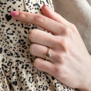 Gold ring with oval salt'n'pepper diamond FIORELLA Thumbnail