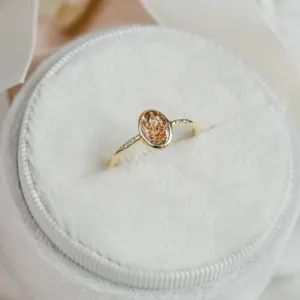 Gold ring with oval salt'n'pepper diamond FIORELLA Thumbnail