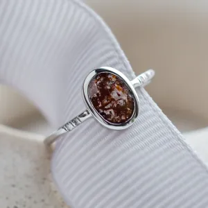Gold ring with oval salt'n'pepper diamond FIORELLA Thumbnail