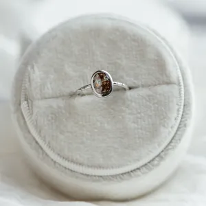 Gold ring with oval salt'n'pepper diamond FIORELLA Thumbnail