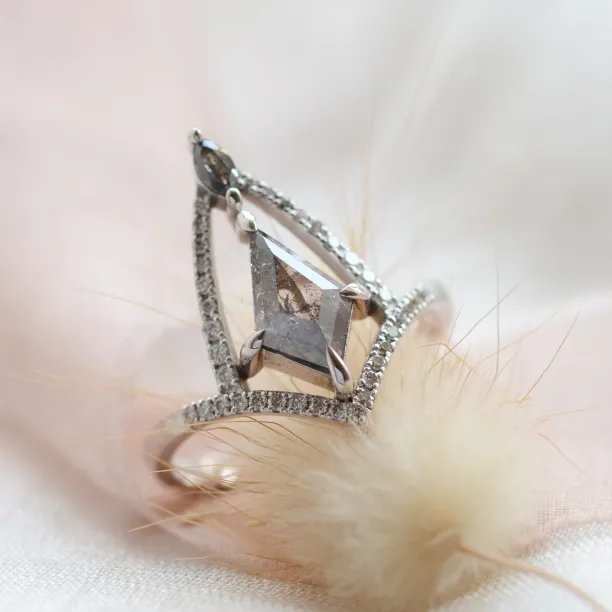 Extravagant salt'n'pepper diamond ring CATHEDRAL Image