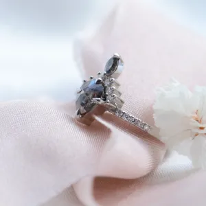 Engagement cluster ring with salt'n'pepper diamonds FIORENTINA Thumbnail
