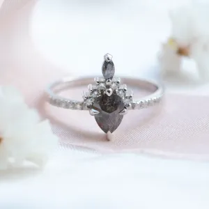 Engagement cluster ring with salt'n'pepper diamonds FIORENTINA Thumbnail