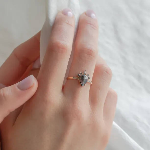 Gold cluster salt'n'pepper diamonds ring FILOMENA Image